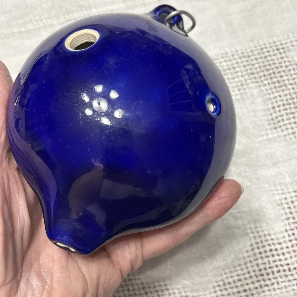 Blue Ceramic 6 Hole Ocarina Musical Instrument